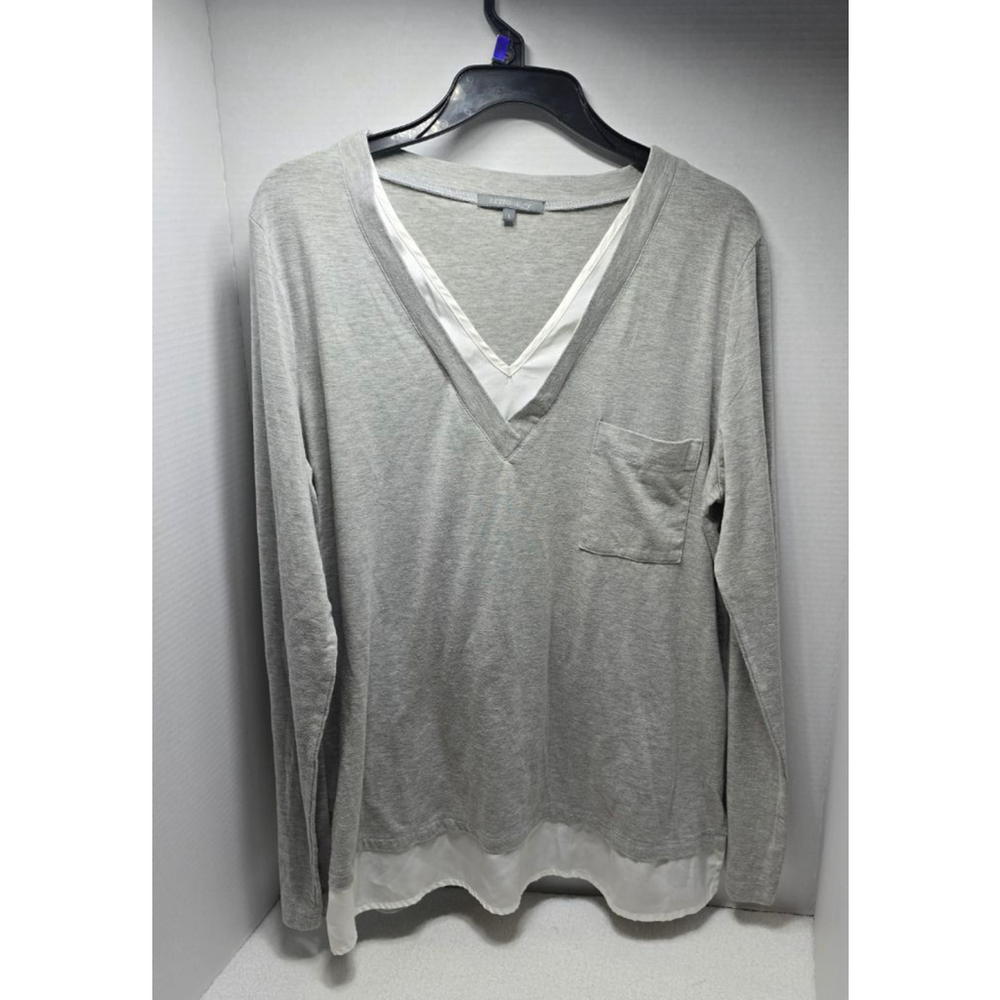 Women's RETRO-ology Gray Long Sleeve Tee with White Trim, Size L